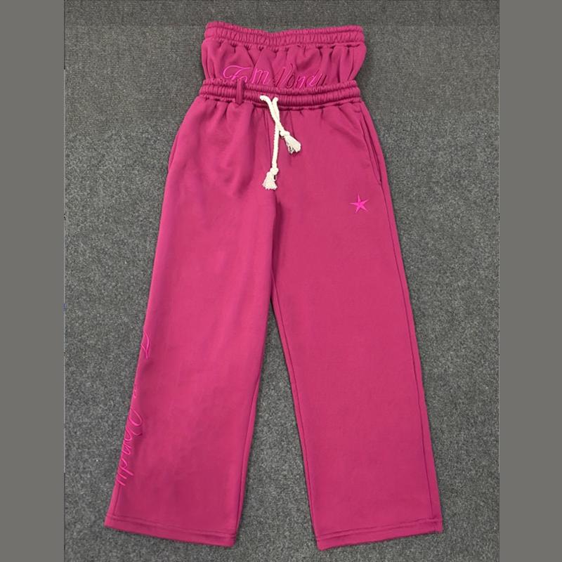 Europäische und amerikanische lässige einfache Paar Stickerei Mode kreative Doppel Taille Falten Jogginghose