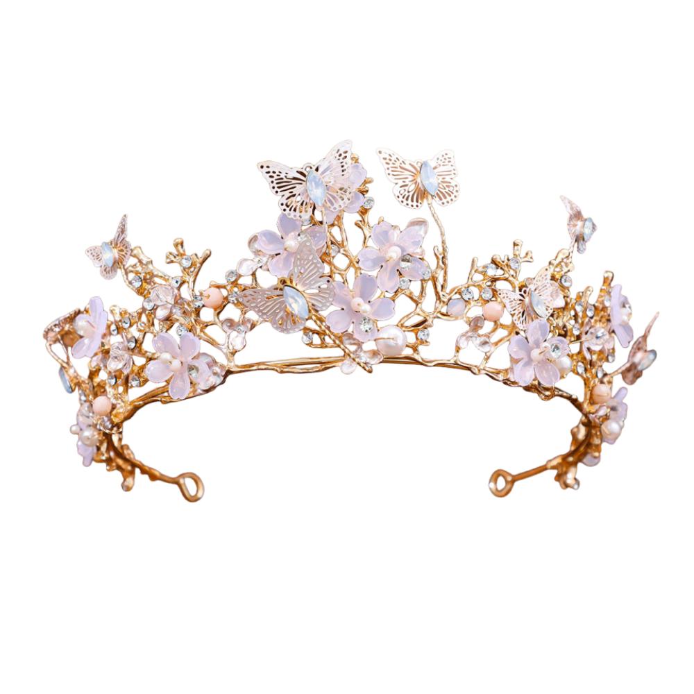 Luxury Crystal Bridal Tiaras Vintage Queen Princess Crown Crystal Butterfly Headpiece Prom Party золотой