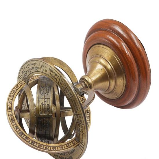 12.7 cm Armillary Sphere with Custom Text Bronze Armillary Globe with Wooden Stand Engraved Nautical Astrolabe for Him