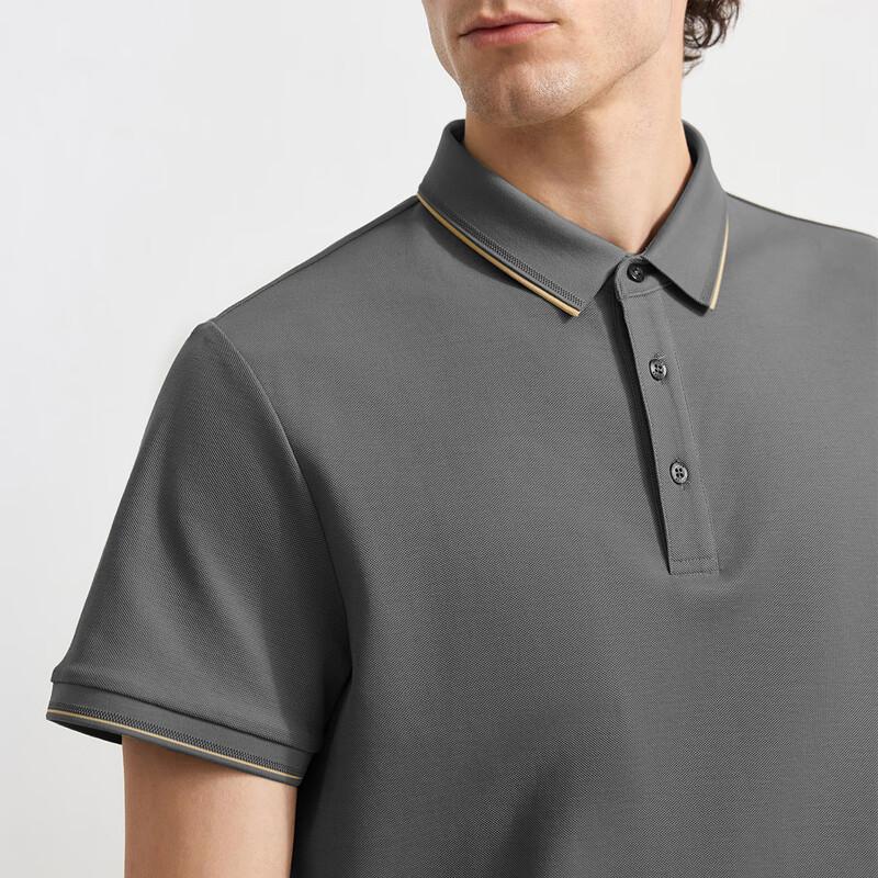 Zhuangji Men's 100% Cotton Business Casual Short-Sleeve Polo Shirt
