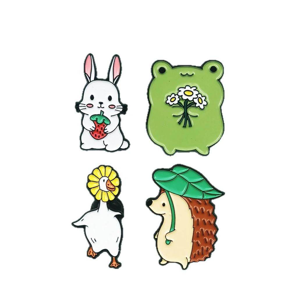 Creative Cute Animal Brooch: Rabbit & Hedgehog Cartoon Pin for Clothes & Hats