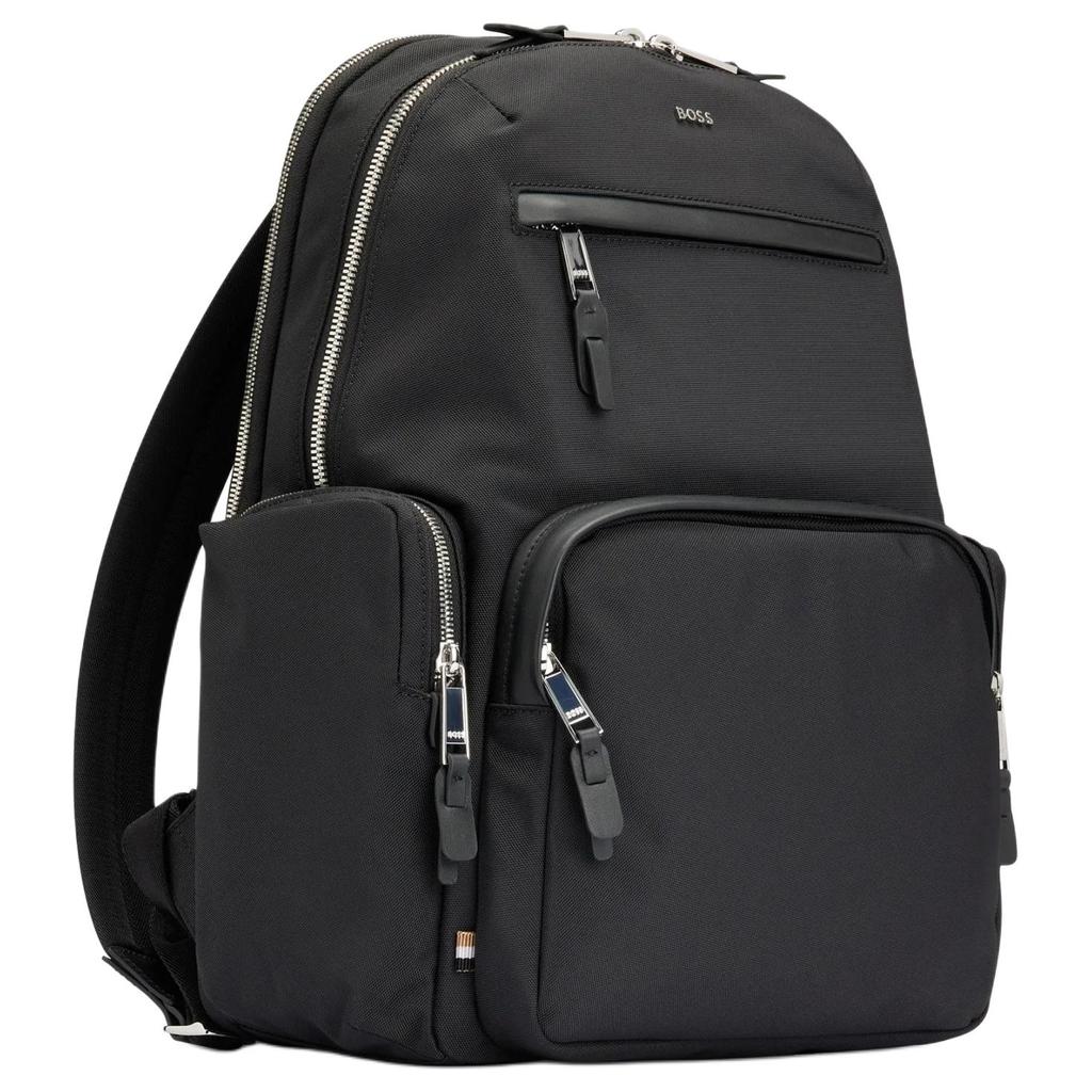 Hugo Boss Logo Letter Decorated Multi-Pocket Nylon Backpack Men backpack Black 50504306001