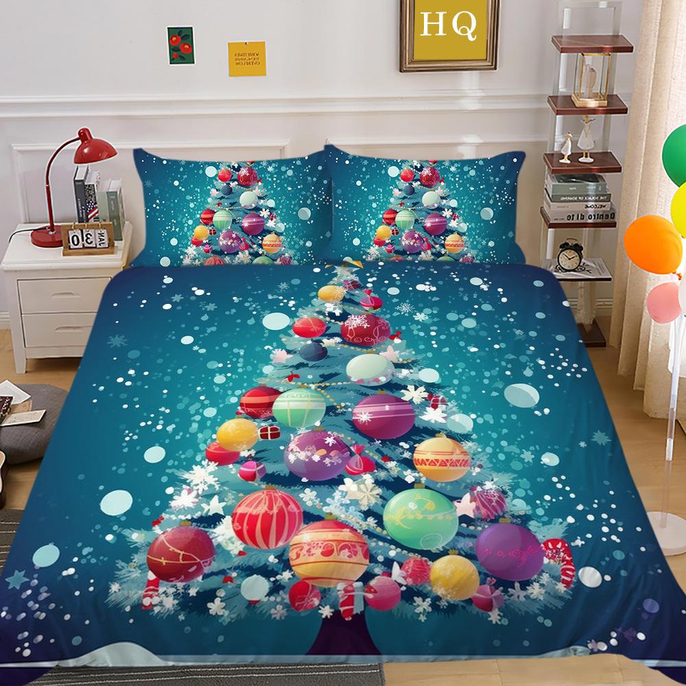 Christmas Digital Printing 3D Printing Polyester Pillowcase Quilt Cover Two Or Three-Piece Set