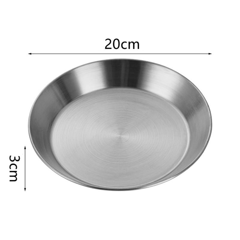 304 Stainless Steel Round Non-stick Cake Pan Pizza Baking Tray Steamed Food Barbecue Storage Plate Kitchen Tools