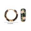Stainless Steel Flower Hoop Earrings with Colorful Zircon Round Huggies Earrings