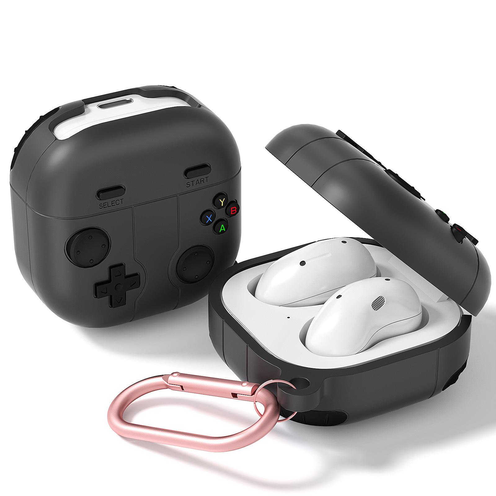 

For Samsung Galaxy Buds Live/Buds Pro/Buds2/Buds2 Pro/Buds FE Case Game Console Shape Earphones Silicone Shell with Carabiner A