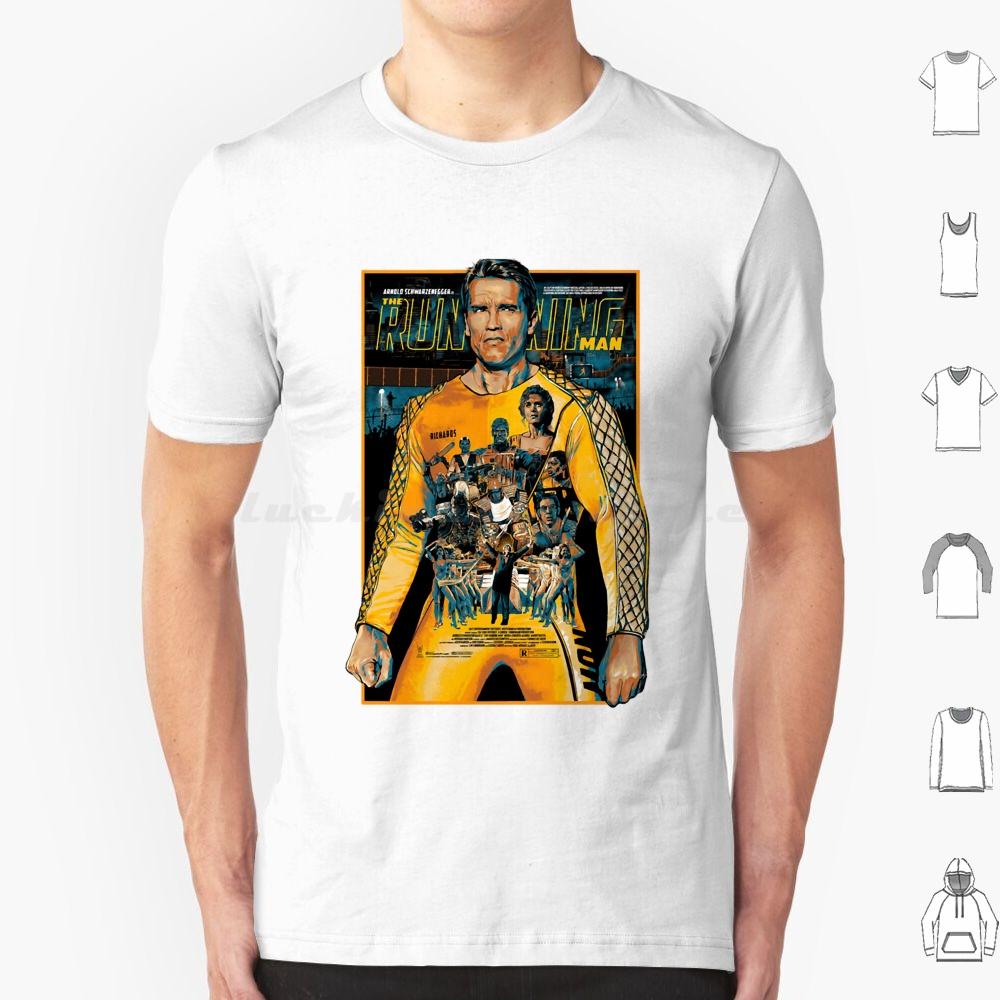 The Running Man Poster T Shirt Big Size 100 Cotton The Running Man Arnie Schwarzenegger Movie Action 80s Retro Geek Arnold
