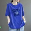 Cotton Short-sleeved T-shirt Women's Summer Loose Large Size All-match Western Casual Printed Top Trend