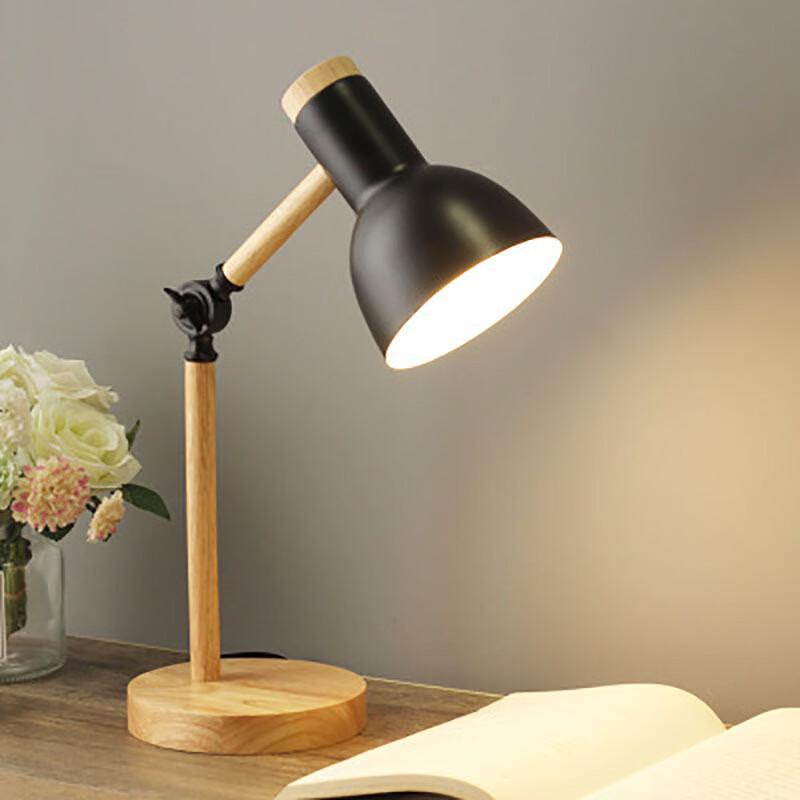 NuFeng Macaron Style Black Wooden LED Desk Lamp