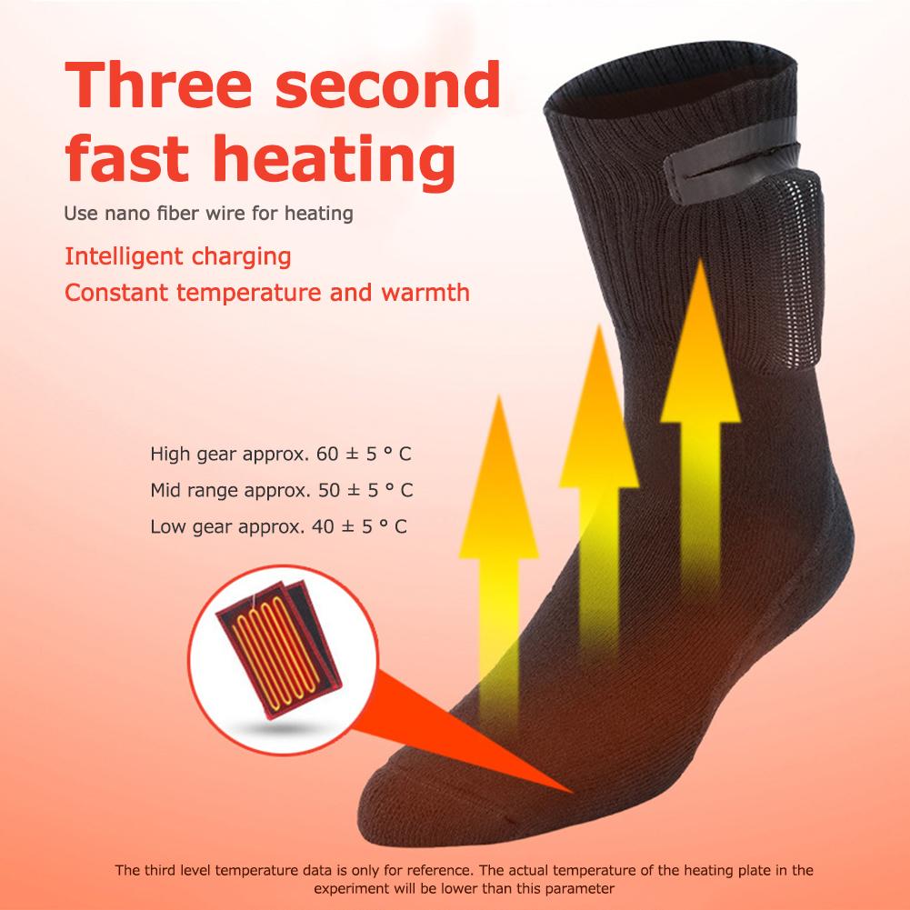 Winter Electric Heated Socks Boot Feet Warmer Rechargable Battery Thermal Heating Socks Outdoor Sports Hiking Cycling Socks