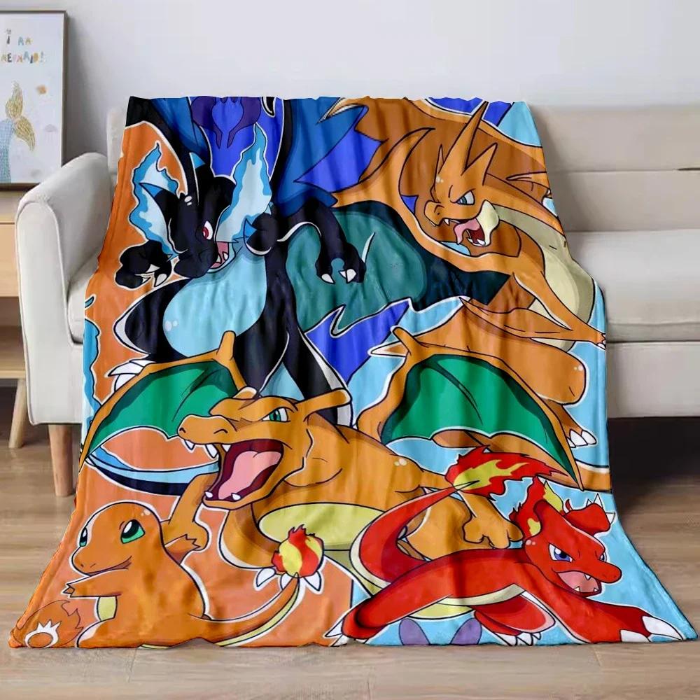

31 Style Anime Pokémon Charizard Cartoon Flannel Blanket for Sofa Home Sofa Student Blankets ren Student Nap Girl s Gift# 75X95CM