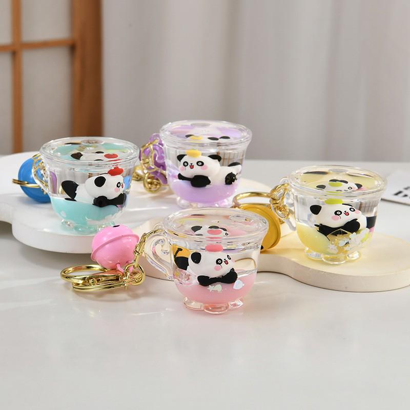 Creative Cartoon Panda Floating Bottle Keychain – Cute Bag Pendant Toy