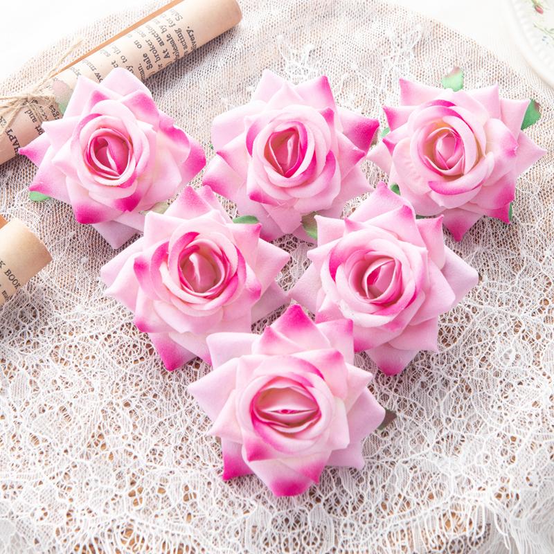 Artificial Flowers for Wedding Flannel Rose Wreath Home Room Festival Decor Diy Box Scrapbook Background Wall Crafts Fake Plants