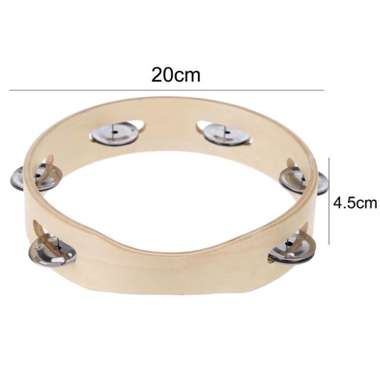 8inch Kids Wooden Headless Tambourine Bell Metal Single Row Musical Instrument