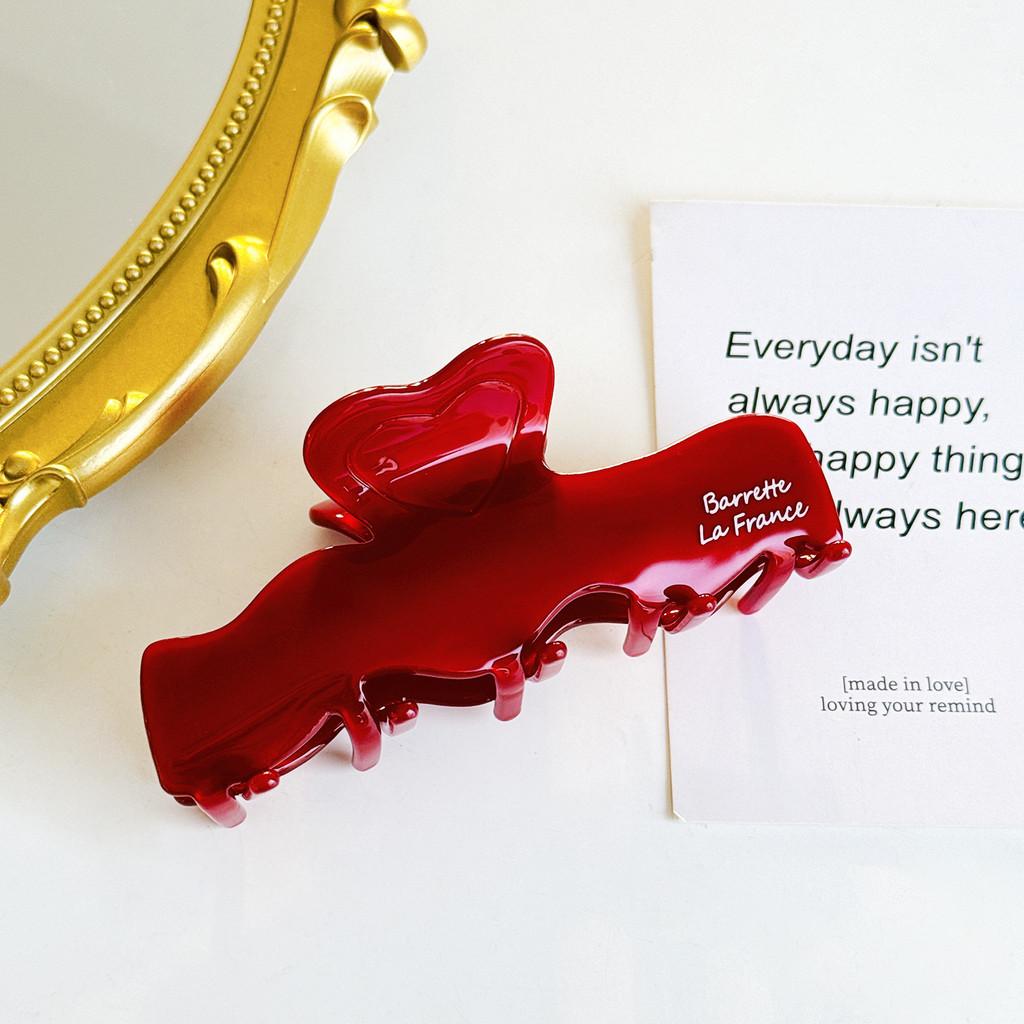 Stylish Red Series Large Acetate Hair Claw For Women Perfect For Fashionable Looks