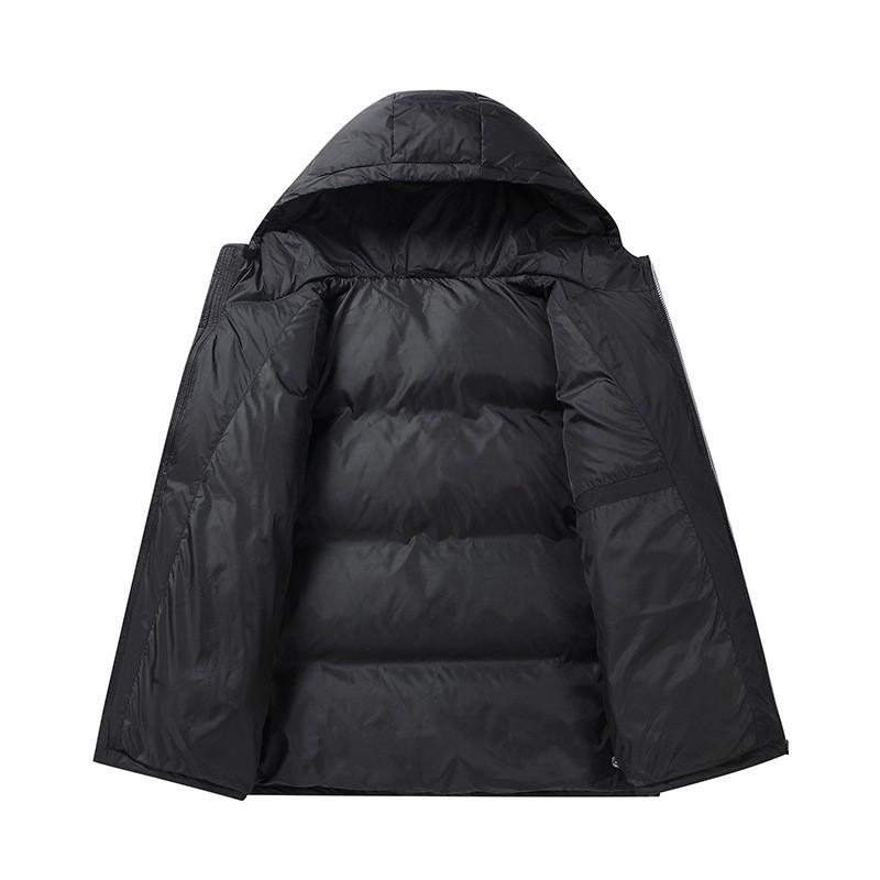 Mens Hooded Down Jacket Winter Short Puffer Coat 90% White Duck Warm Lightweight Daily Wear