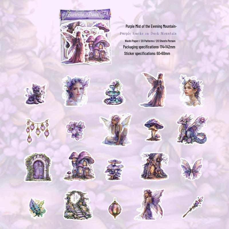 

Butterfly Dance Fairy Pose Sticker Pack: 20 Sheets of European & American Scenery for DIY Journals