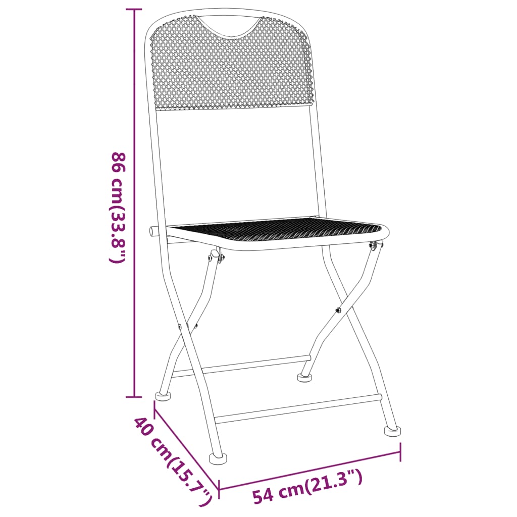 3 Piece Garden Dining Set Expanded Metal Mesh Anthracite Grey