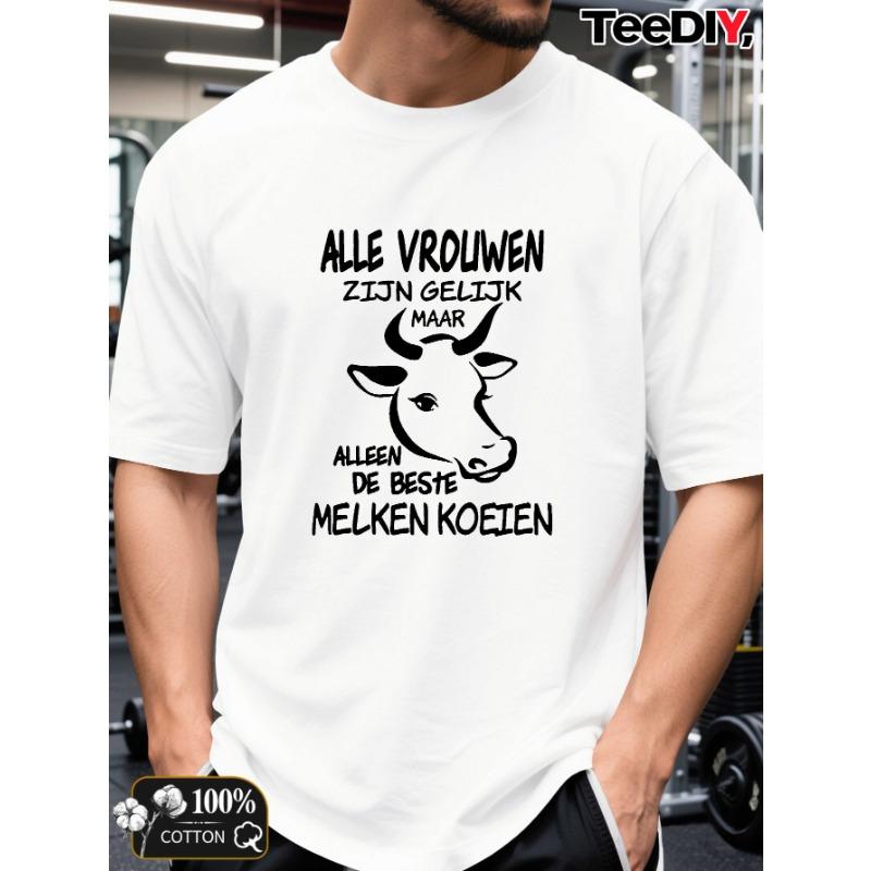 European sizes Men'S Summer T-Shirt, Funny Streetwear Saying Graphic Print Short Sleeve Tees Trendy Casual Tops for Daily Life