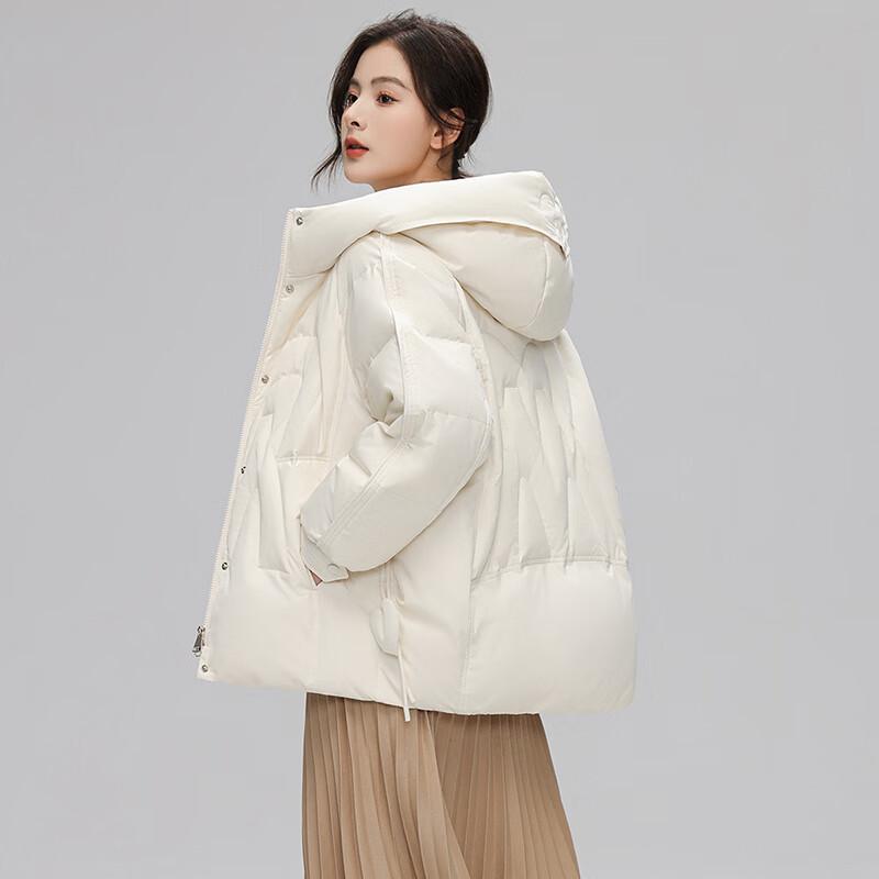 SNOWFLYING Women's 2025 Petite Short White Duck Down Jacket X30145321F