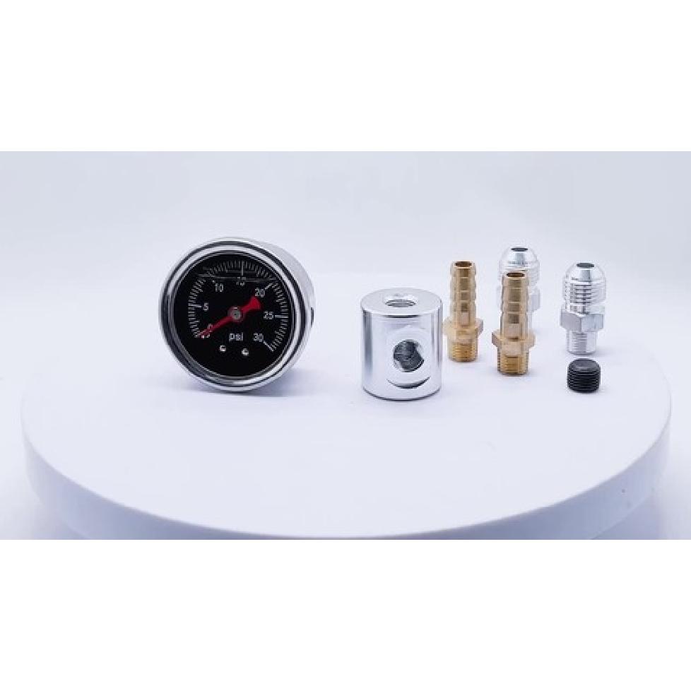 0-30psi Fuel Pressure Gauge Regulator Gauge Liquid 1/8" NPT W/ AN6 Adapter