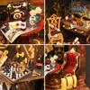 Jiate DIY Dollhouse Green Detective Agency Wooden Miniature Villa Model Kit Handmade Stress Relief Birthday Gift for Men Decorative Ornament
