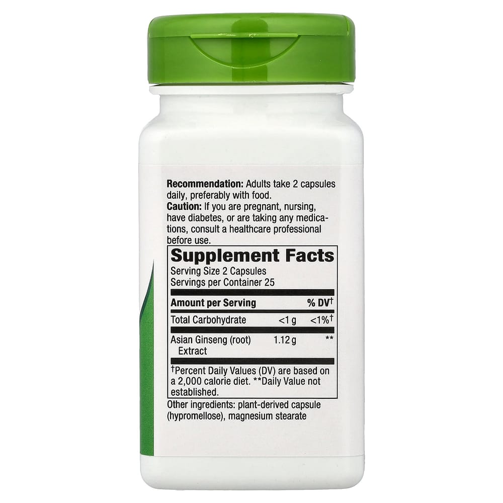 Nature's Way Asian Ginseng 1120mg Vegetarian Capsules, 50 Count (560mg per Capsule)