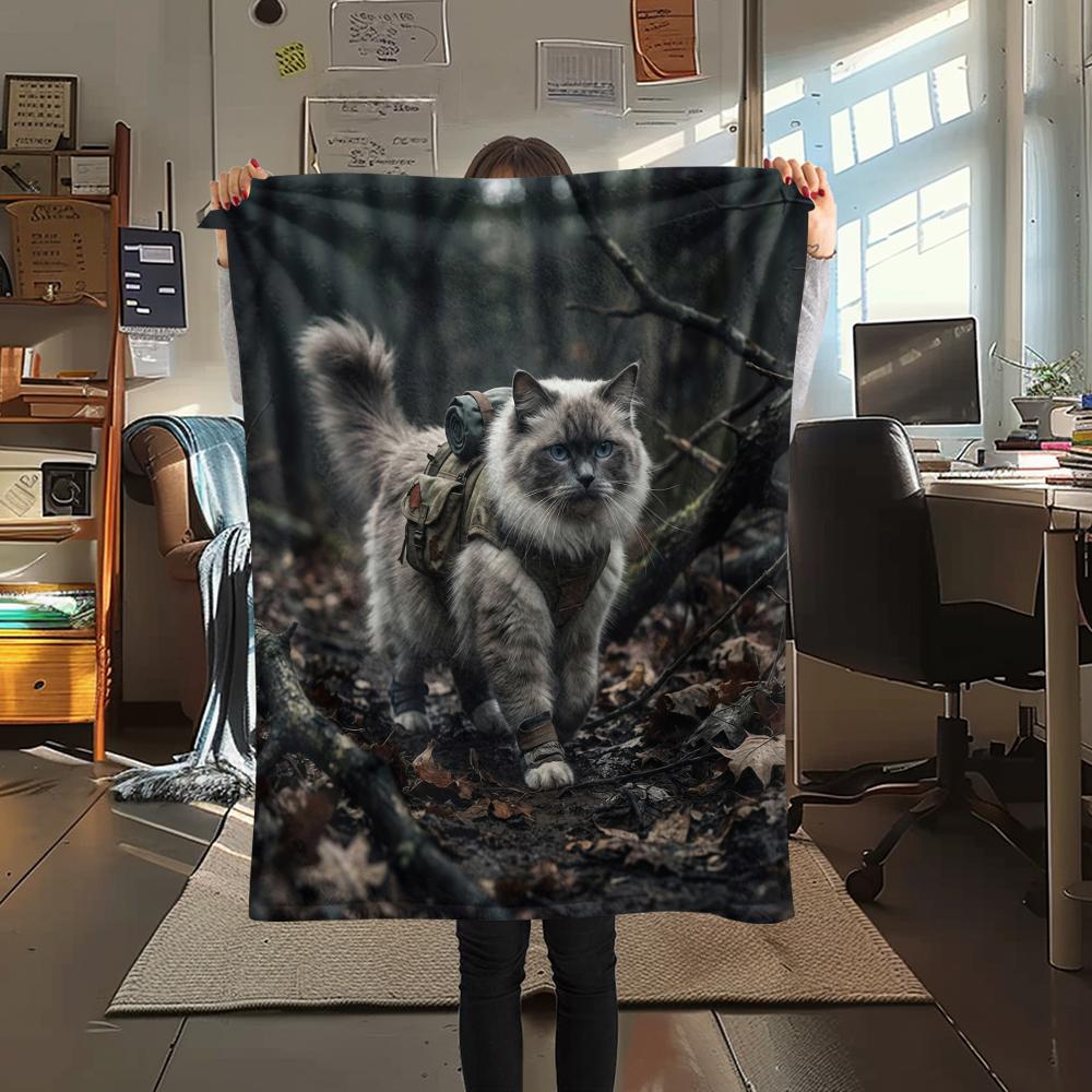 Hiking Animals Print Flannel Blanket,High Quality Comfortable for All Seasons,Home Decor,Warmth and Comfort,Perfect for Christmas Gifts