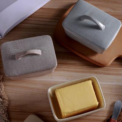 Rectangular Vintage Ceramic Butter Box Anti-odor Dustproof Butter Dish Nordic Style with Lid Cheese Storage Box Dinning Table