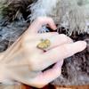 Niche Design Lab-Grown Yellow Diamond 18K Gold Plated Elegant Adjustable Ring for Women