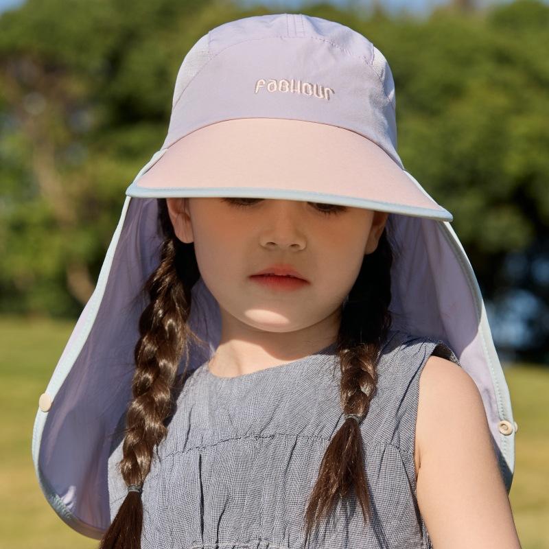 

Children S Sun Protection Hat Outdoor Boy Sun Protection Hat Empty Top Large Shawl Uv Protection Neck Bucket Hat Average size [48-54cm] (3-9 years old) світло-фіолетового кольору