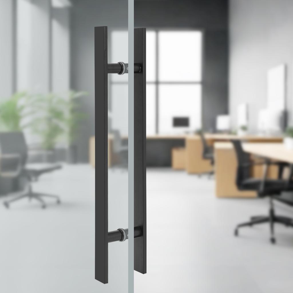 Schwarzer doppelseitiger Edelstahl-Türgriff, 23,43*1,6 Zoll H-Form Türgriff Dicke 0,4 Zoll für Eingangstüren