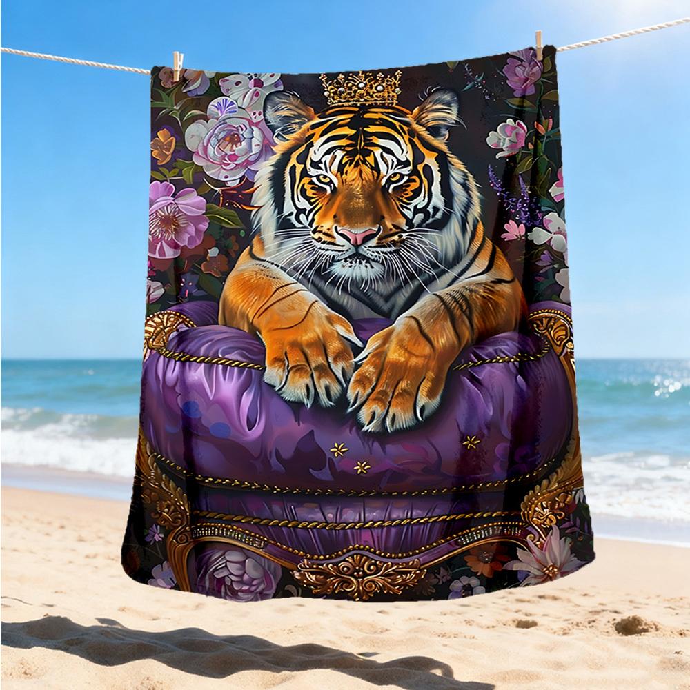 

Royal Tiger Print Outdoor Blanket, Soft And Comfortable Blanket, Casual Warm Outdoor Blanket, Camping Travel Blanket, Good Birthday Gift 1187 80x120cm(31x47inch)