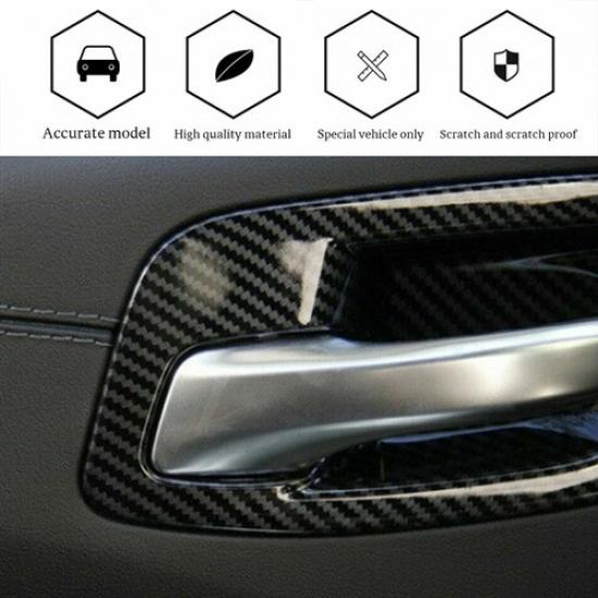 Carbon Fiber Inner Door Handle Bowl Cover Trim Accessories for Dodge Charger 11+