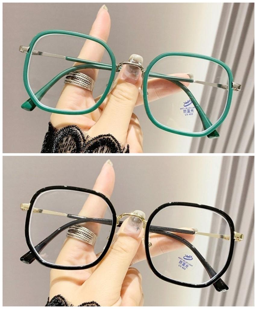 Retro Plain Face Pure Wind Gold Square Frame Glasses Men's and Women's Myopia Anti-blue Anti-radiation Flat Light Mirro