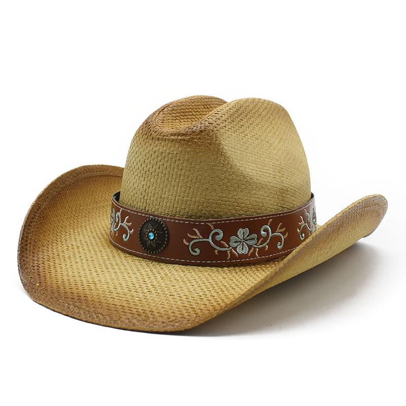 New Spring And Summer Men'S And Women'S Western Denim Straw Straw Hat Shading Knight Hat Sun Hat Zcm-98