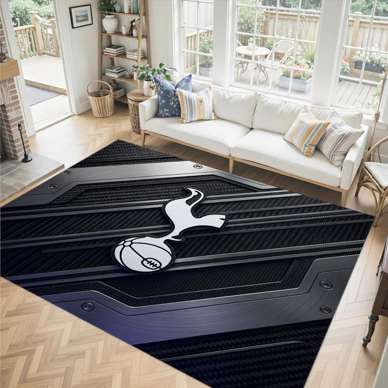 Tottenham Hotspur Design Crystal Velvet Carpet Cozy Non?Slip Printed Rug For Bedroom Living Room Entrance