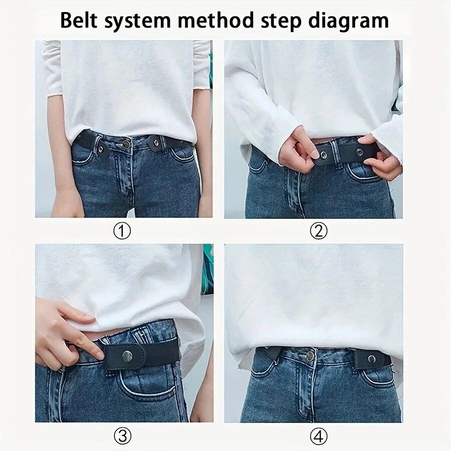 Adjustable Stretch Elastic Waist Band Invisible Belt Buckle-Free Belts for Women Men Jeans Pants Dress No Buckle Easy To Wear