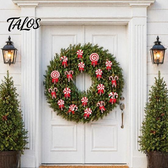 Decorative Hanging Candies for Holidays 12/24/36 Pcs Candy Christmas Tree Decorations, Lollipop Picks Tree, Red Indoor Holiday Party Wall Decorations