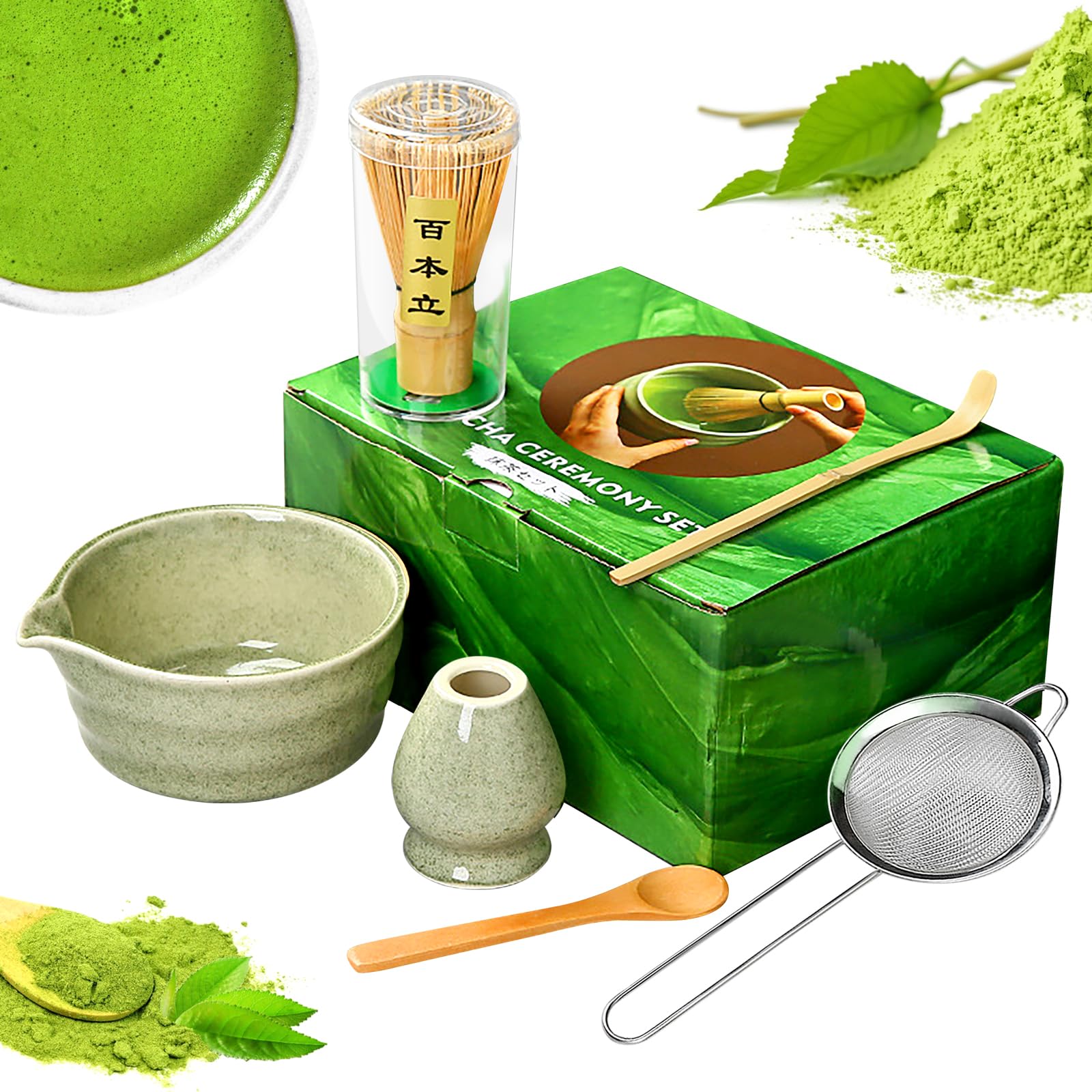 

Matcha Tea Ceremony Set, 6-Piece Set Including Tea Bowl, Chawan (Tea Whisk), and Chashaku (Tea Scoop), Traditional Tea Utensils, Ideal for Beginners