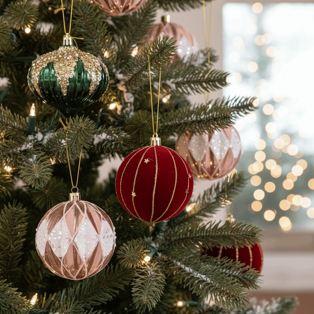 9 Stück 8cm Weihnachtskugeln Bruchsicher Dekorative Weihnachtsanhänger zum Aufhängen Kunststoff Unregelmäßig geformte Weihnachtsbaumdekoration