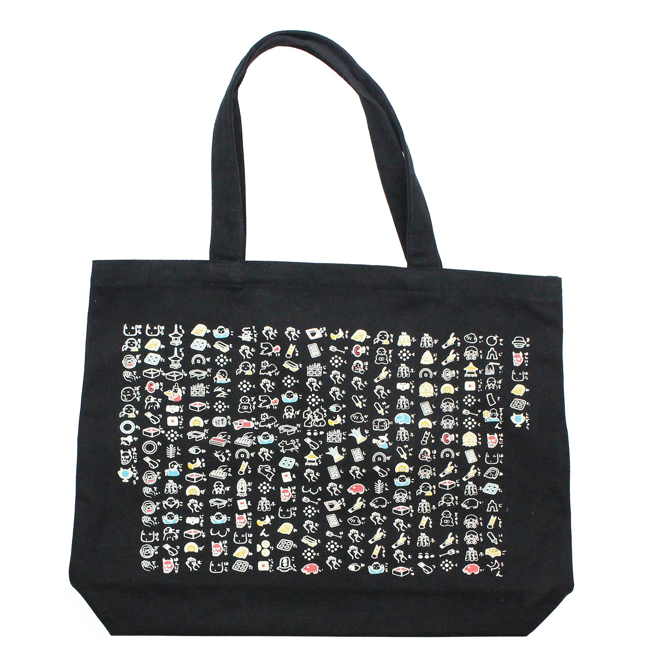 Kurochiku Tote Picture Sutra 21704502 Bag, Design, Canvas, Black,