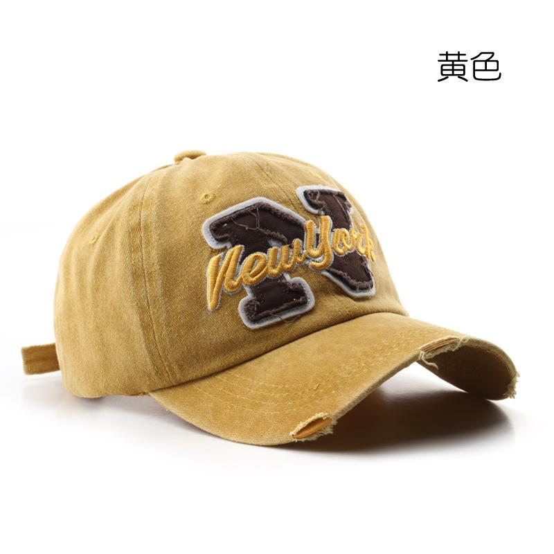 

Washed letter N curved brim baseball cap outdoor leisure sunscreen sun shade sun cap Adjustable жёлтый