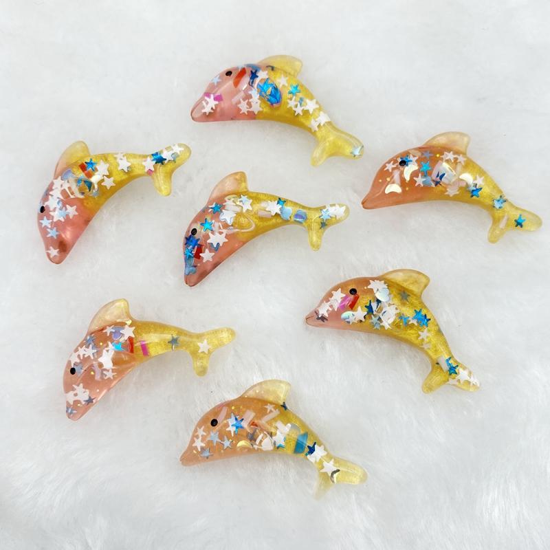 New pattern 12Pcs/lot Cute Resin Dolphin rhinestone Miniature Figurine DIY Kids Hair Bow Accessories Scrapbooking Craft