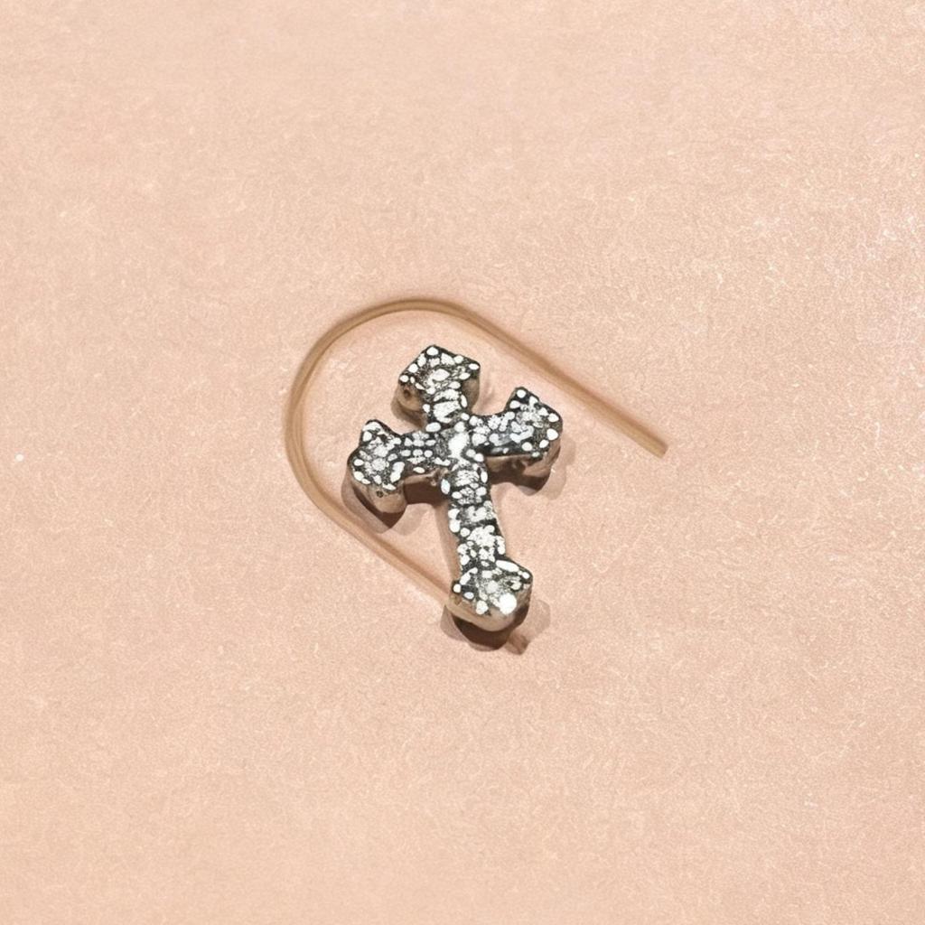 Pink Diamond-Set Titanium Spiral Conch Cartilage Earrings for Women