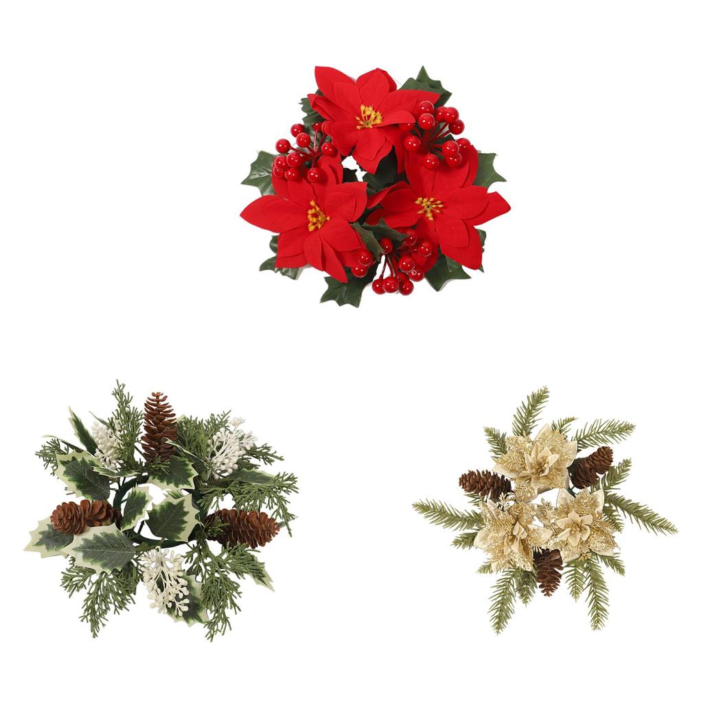 ABS Christmas Wreath Centerpiece Artificial Candle Ring Holder for Dinner Table Farmhouse Thanksgiving Decor