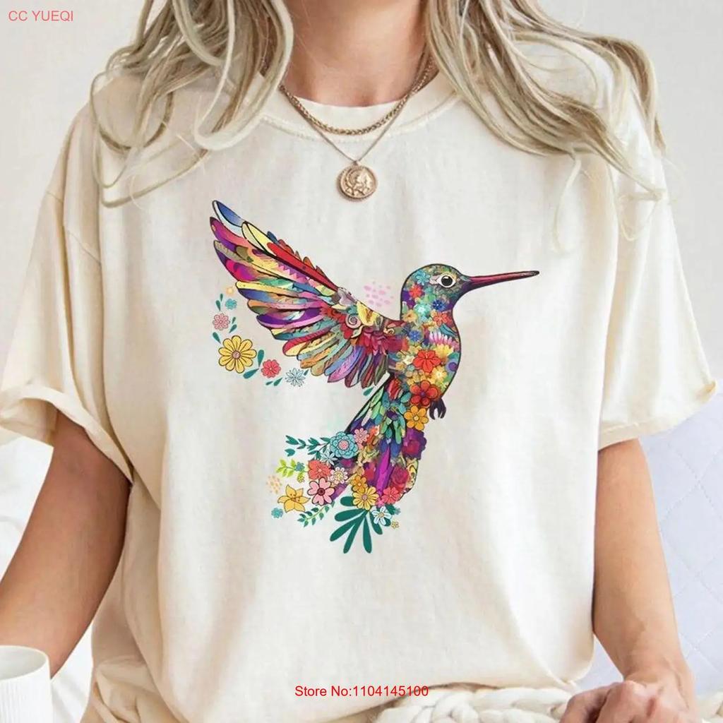 Blumenkolibri T-Shirt Tierliebhaber Vogel Trendig Für Sie Frühlingsvögel Blume vintage Gewaschenes Oberteil Für den Alltag mann