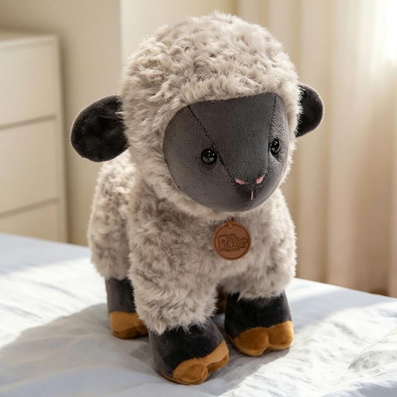 Poupée Mouton Mignonne Debout 23cm Peluche Jouet Rempli Blanc Gris Marron Animal de la Prairie Peluche Cadeau d'Anniversaire 23cm