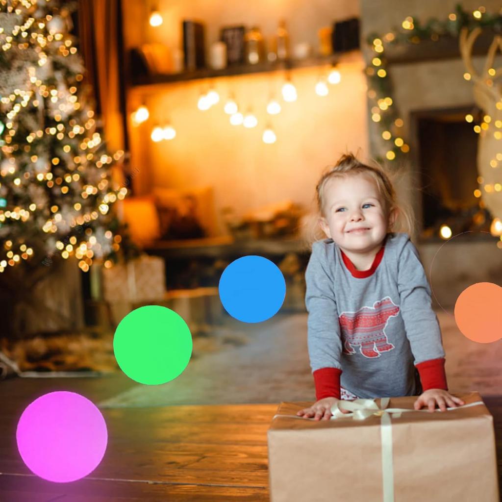 LED Glowing Ball Light, 8-Inch Cordless 16 Color Changing and 4 Light Modes Kids Night Light, Rechargeable & Dimmable Mood Lamp with Remote Control,