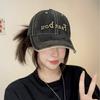 Faatbou Baseball Cap With Embroidered Letters Black For Casual Streetwear